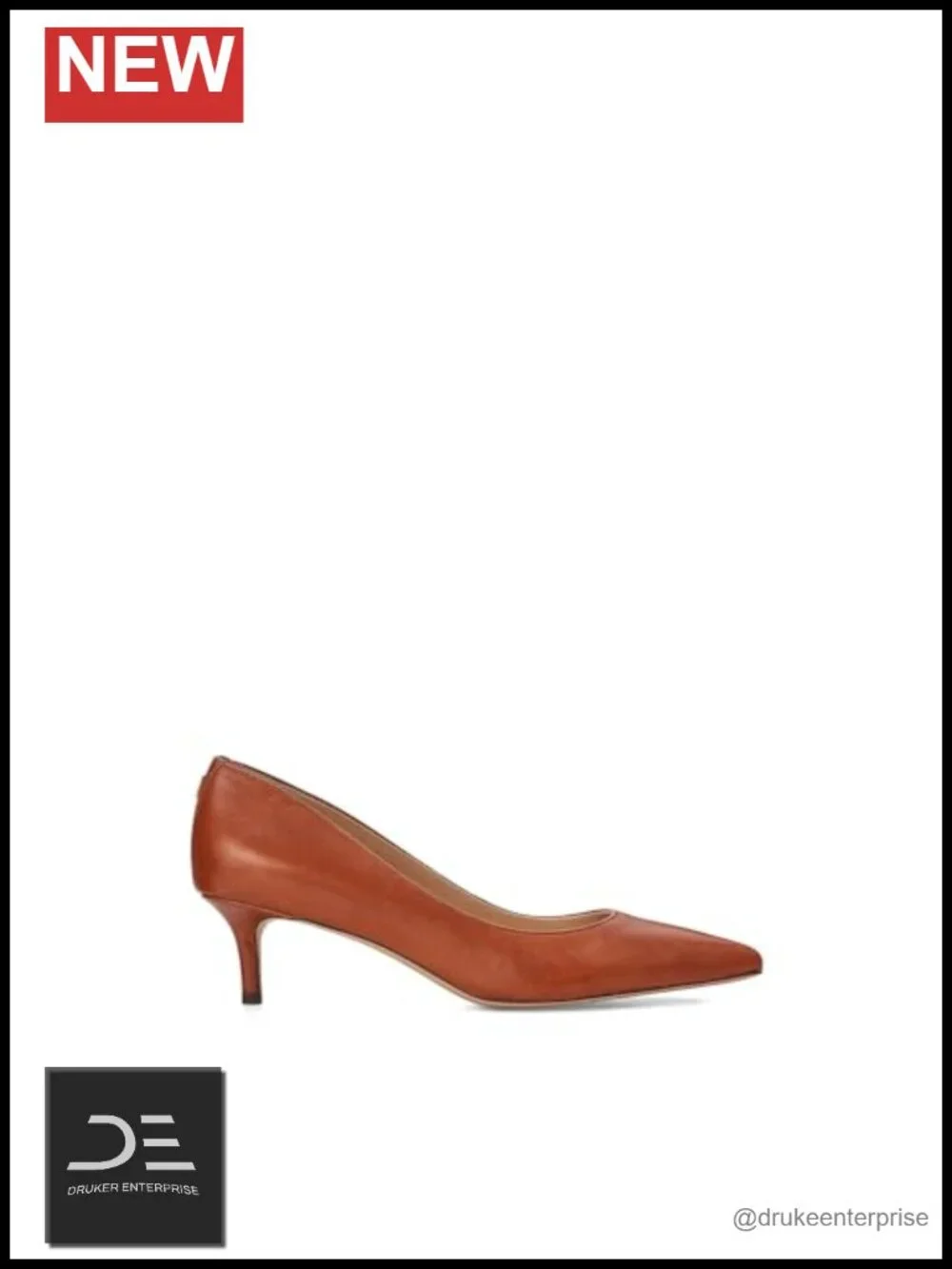 Full Grain Leather Pointed Toe Slip On Pumps 50mm Heel Padded Insole
